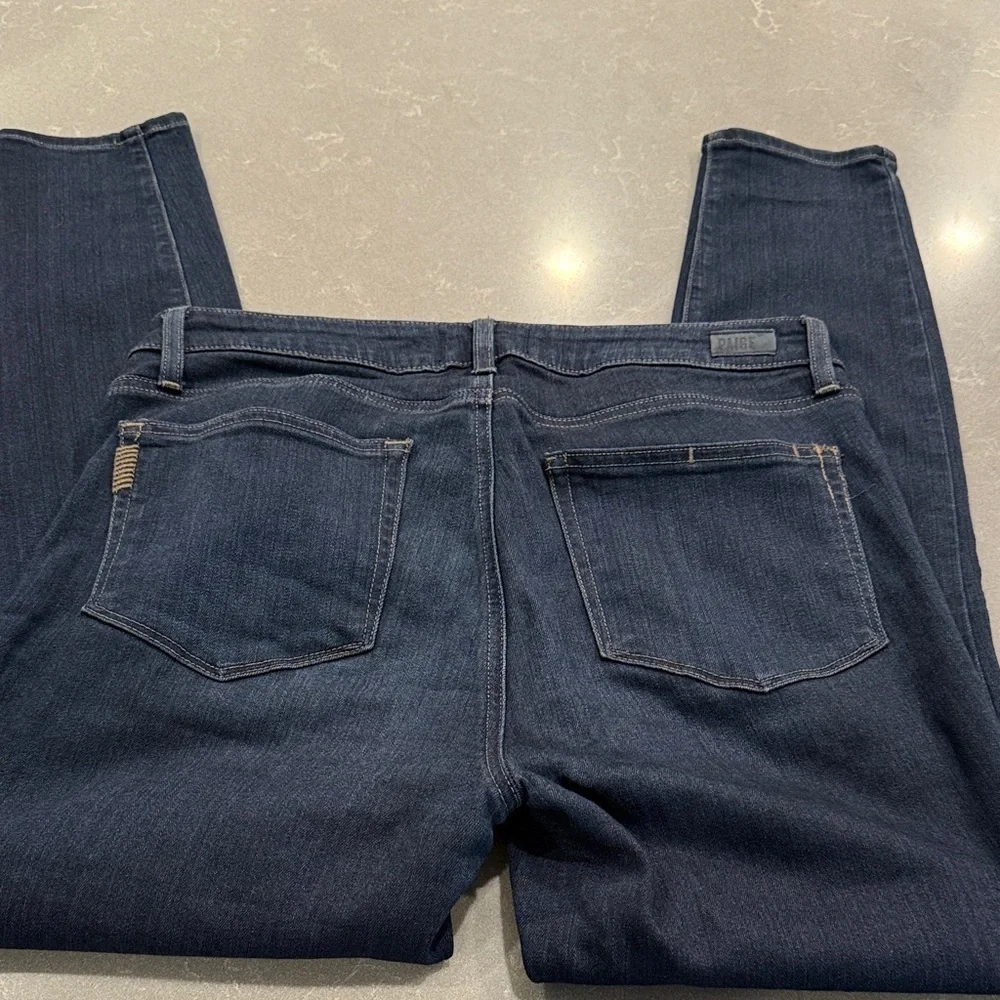 PAIGE Dark Indigo Cropped Ankle Jeans